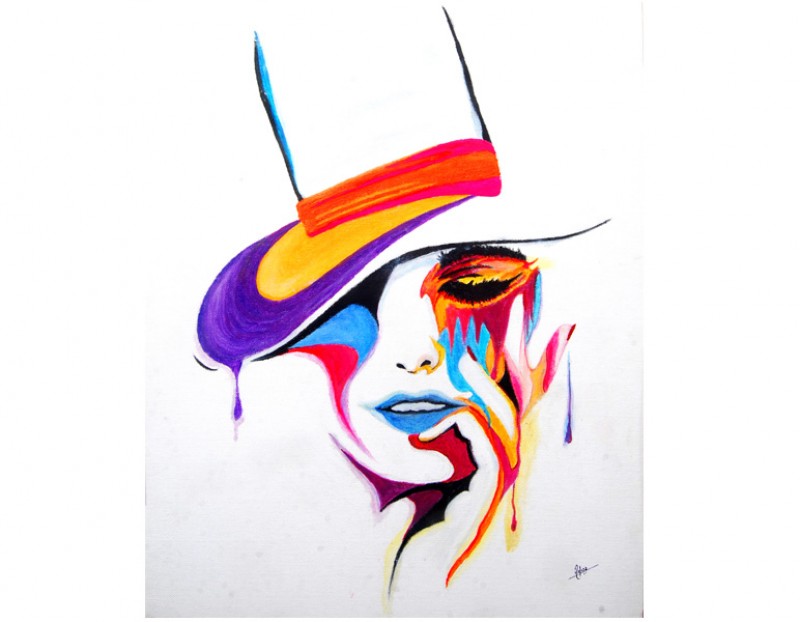 The Rainbow Girl Acrylic Painting for Wall Decor